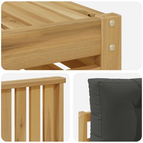 Modulært sofasæt til terrasse - massivt akacietræ, sort hynde-look