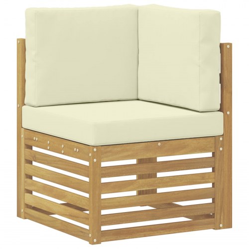 Udendørs sofagruppe i akacietræ - 5 dele, hvid/creme, modulsofa 59 × 59 × 37 cm