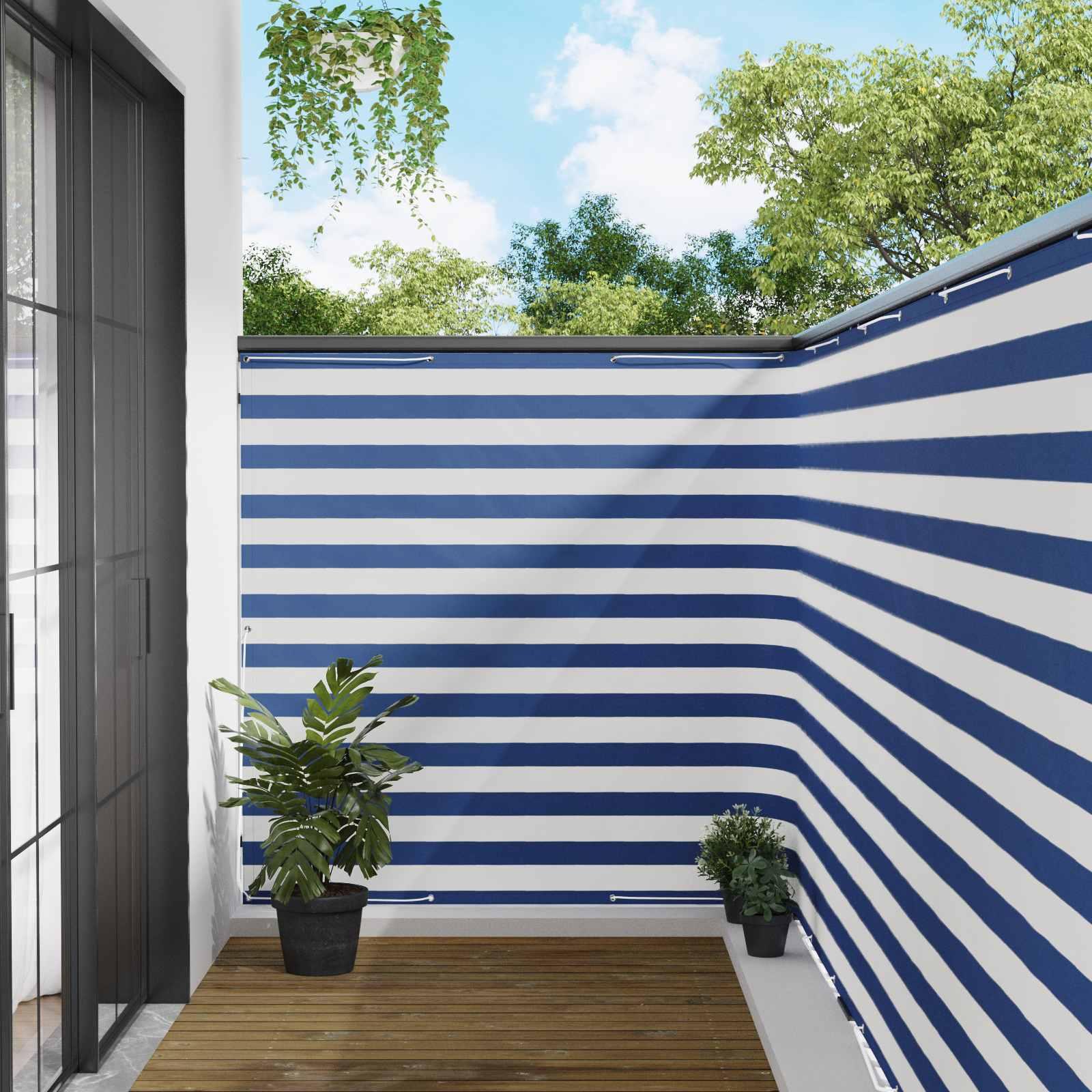 Balkon afskærmning 150 × 800 cm - stribet, polyester med PU-belægning billede