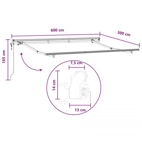 Udtrækkelig markise - gråbrun 600 × 300 cm i stof og aluminium