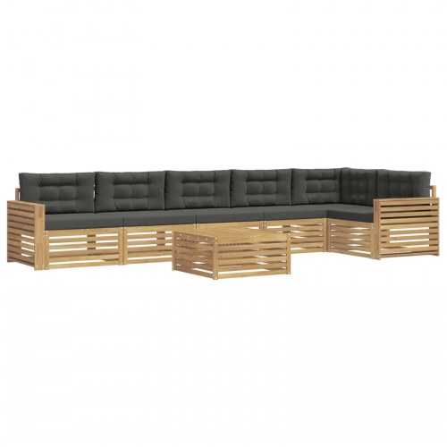 Udendørs sofagruppe i akacietræ - 7 dele, hvid/antracit, modulær 79 × 79 × 37 cm