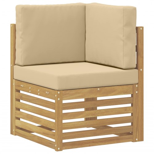 Udendørs loungesofasæt i akacietræ - hvid/beige, 4 pers., 187,5 × 128,5 × 73 cm