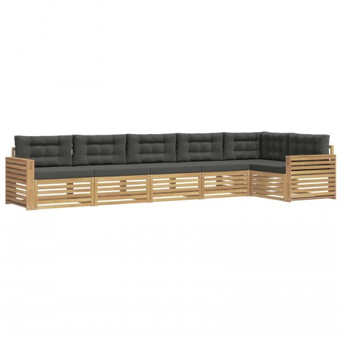 Udendørs sofagruppe i akacietræ - 6 pers., hvid/antracit, 410 × 172,5 × 73 cm (modulær)