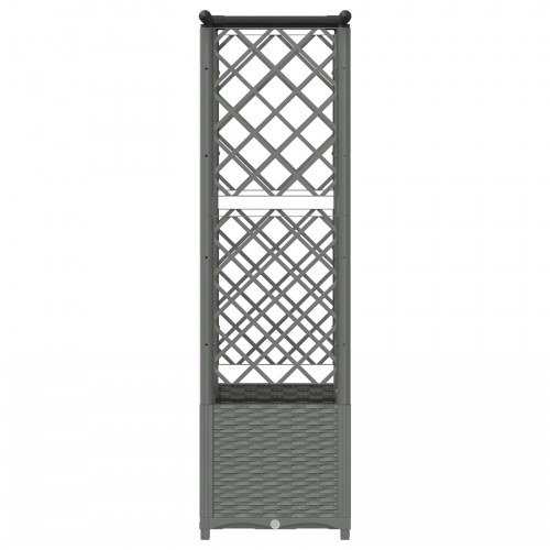 Hævet bed med trellis og tag - lysegrå 124 × 40 × 136 cm (PP)