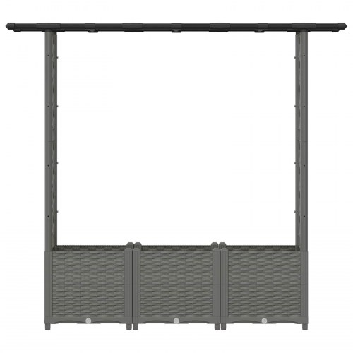 Hævet bed med trellis og tag - lysegrå 162,5 × 40 × 136 cm (PP)