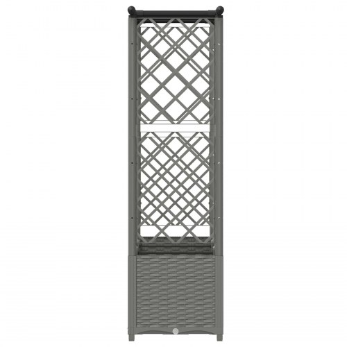 Hævet bed med trellis og tag - lysegrå 162,5 × 40 × 136 cm (PP)