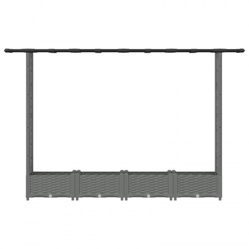Hævet bed med trellis og tag - lysegrå PP 203 × 40 × 121 cm