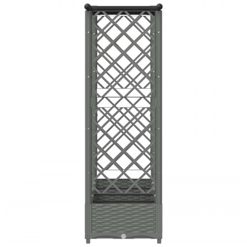 Hævet bed med trellis og tag - lysegrå PP 203 × 40 × 121 cm
