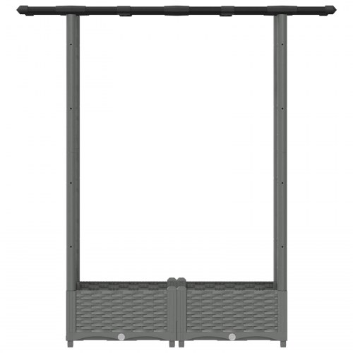 Hævet bed med trellis og tag - lysegrå PP 122,5 × 40 × 121 cm
