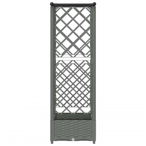 Hævet bed med trellis og tag - lysegrå PP 122,5 × 40 × 121 cm