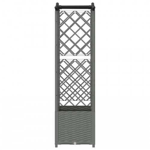 Hævet bed med trellis og tag - lysegrå PP 122 × 40 × 138 cm