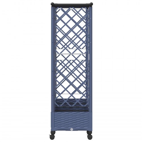 Hævet bed med trellis og tag - grå 202,5 × 40 × 127 cm, PP på hjul