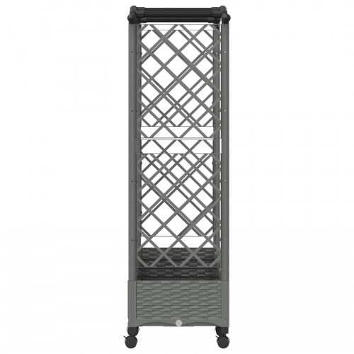 Hævet bed med trellis og tag - lysegrå 203,5 × 40 × 129 cm PP