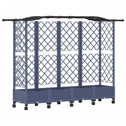 Hævet bed med trellis og tag - grå PP, 203,5 × 40 × 129 cm