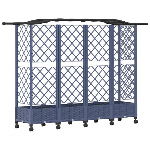 Hævet bed med trellis og tag - grå PP, 203,5 × 40 × 129 cm