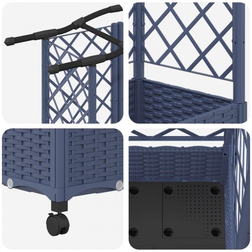 Hævet bed med trellis og tag - grå PP, 203,5 × 40 × 129 cm