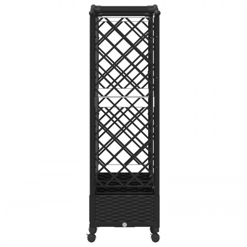 Hævet bed med trellis og tag - sort PP, 203,5 × 40 × 129 cm