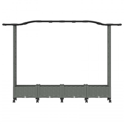Hævet bed med trellis og tag - lysegrå 207 × 40 × 129 cm (PP)