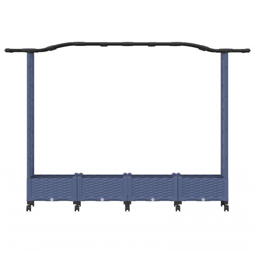 Hævet bed med trellis og tag - grå 207 × 40 × 129 cm (PP)