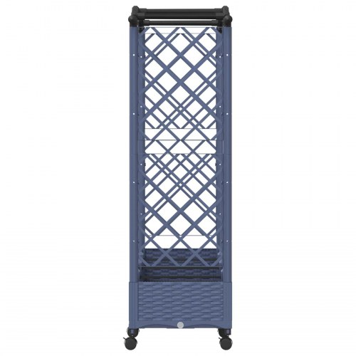 Hævet bed med trellis og tag - grå 207 × 40 × 129 cm (PP)