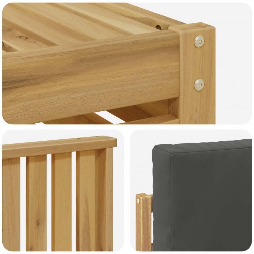 Udendørs sofagruppe - 5-pers. modulsofa i træ, hvid/antracit, 249 × 122,5 × 73 cm
