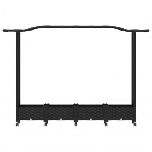 Hævet bed med trellis og tag - sort PP, 207 × 40 × 129 cm