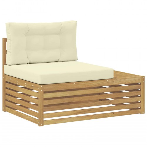 Udendørs endesofa i massivt akacietræ - hvid, 115 × 83 × 73 cm
