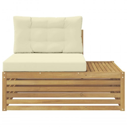 Udendørs endesofa i massivt akacietræ - hvid, 115 × 83 × 73 cm