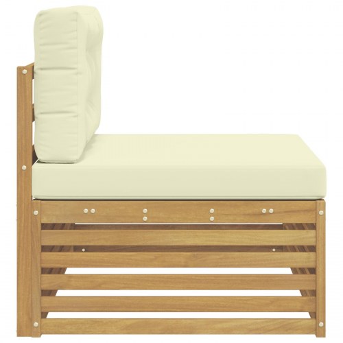 Udendørs endesofa i massivt akacietræ - hvid, 115 × 83 × 73 cm