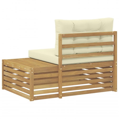 Udendørs endesofa i massivt akacietræ - hvid, 115 × 83 × 73 cm