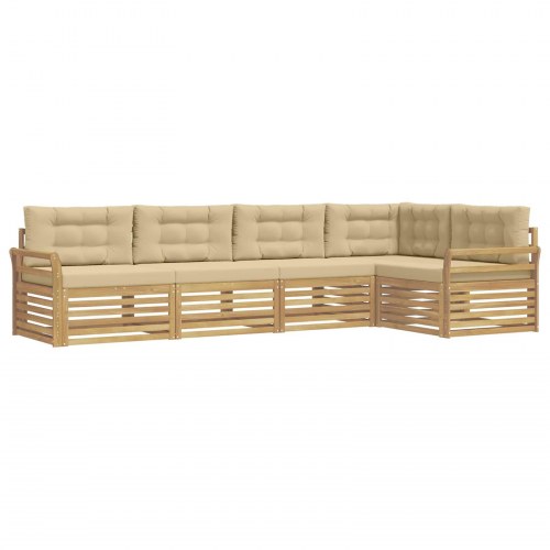 Udendørs sofagruppe - 5-delt hjørnesæt i hvid/beige, 329 × 170,5 × 73 cm