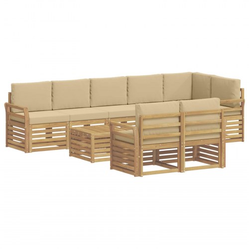 Udendørs modulær sofagruppe 9 dele - hvid/beige, 59 × 59 × 37 cm