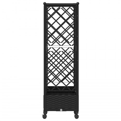 Hævet bed med trellis og tag - sort PP 164 × 40 × 127 cm