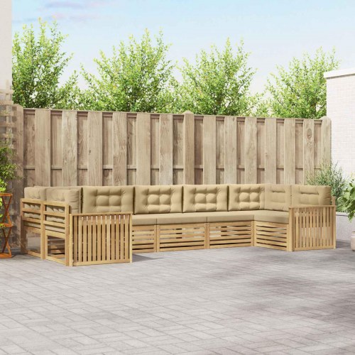 Udendørs sofagruppe i akacietræ - 7 pers., hvid/beige, modulopbygget