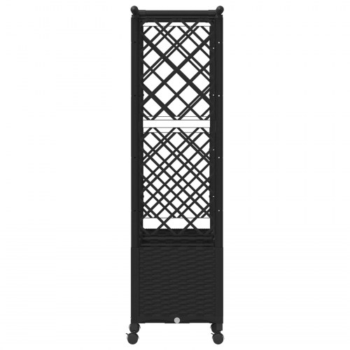 Hævet bed med trellis og tag - sort PP, 162,5 × 40 × 142 cm