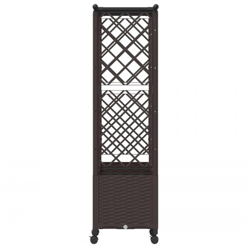 Hævet bed med trellis og tag - brun PP, 162,5 × 40 × 142 cm
