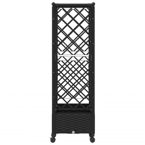 Hævet bed med trellis og tag - sort PP, 164 × 40 × 127 cm