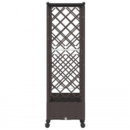 Hævet bed med trellis og tag - brun 164 × 40 × 127 cm (PP) på hjul