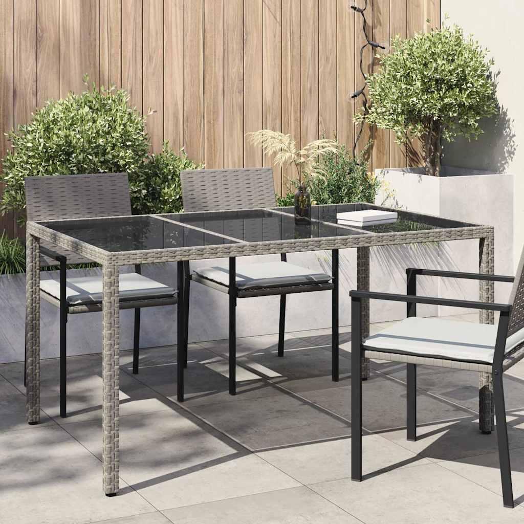 Havebord i polyrattan - grå, 150 × 90 × 75 cm billede