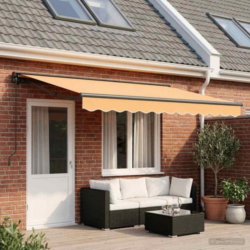 Udtrækkelig markise - sandfarvet 4 × 3 m i polyester og aluminium