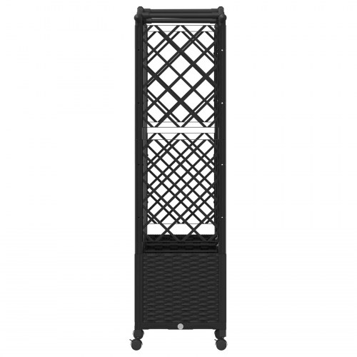 Hævet bed med trellis og tag - sort PP, 163 × 40 × 144 cm
