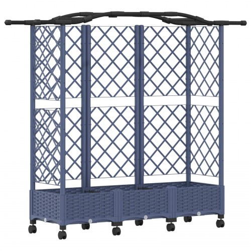 Hævet bed med trellis og tag - grå PP, 163 × 40 × 129 cm