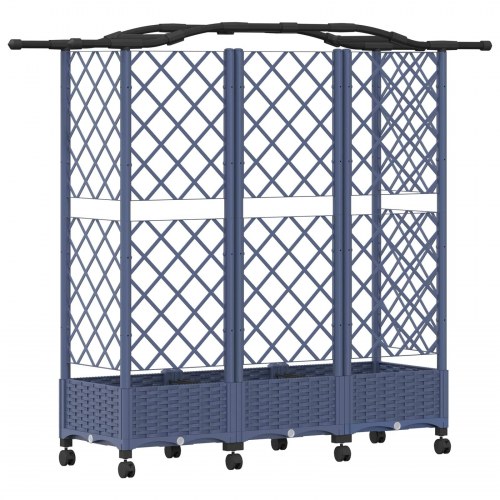 Hævet bed med trellis og tag - grå PP, 163 × 40 × 129 cm