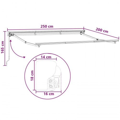 Udtrækkelig markise - sandfarvet 2,5 × 2 m, polyester og aluminium