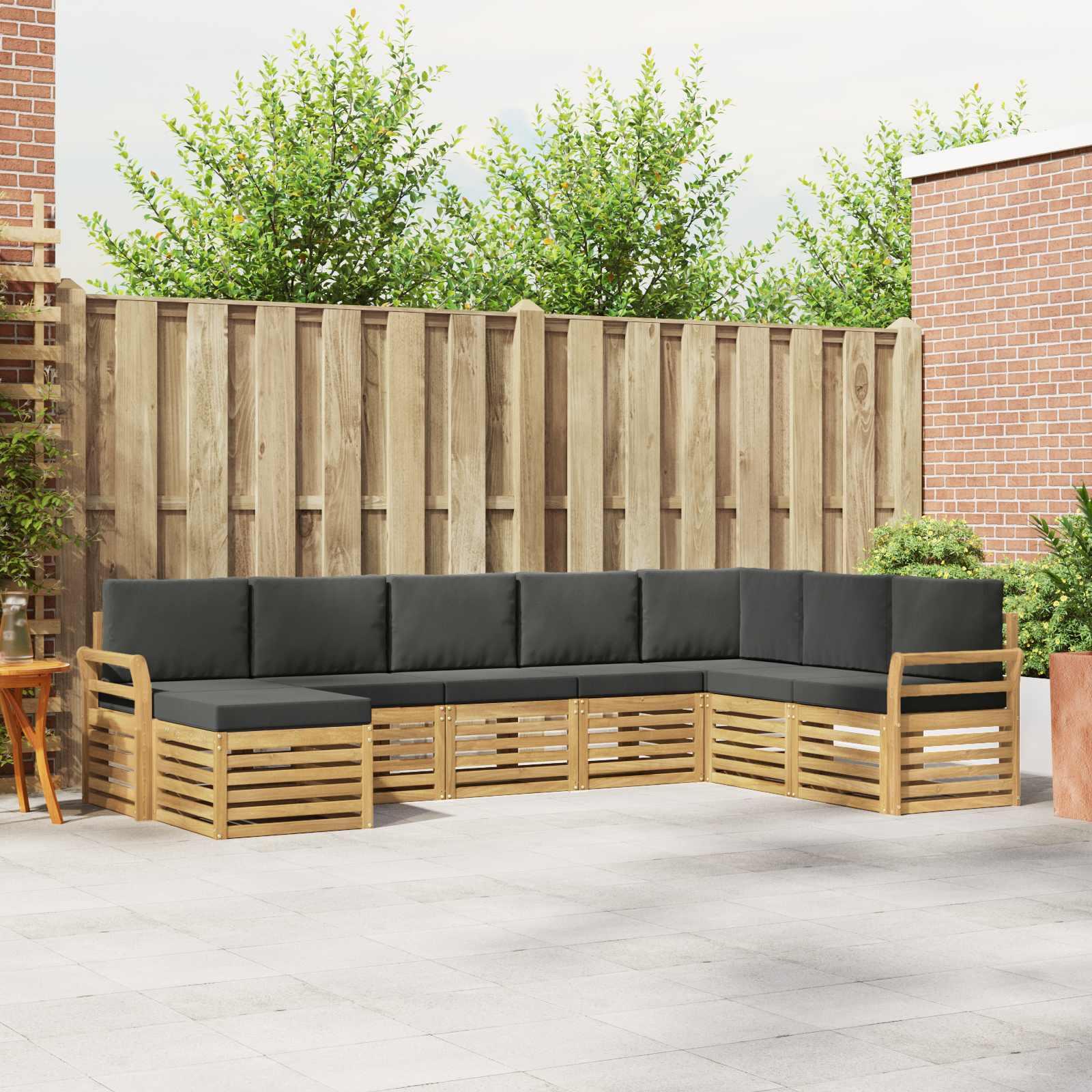 Udendørs sofagruppe - 8-pers. modulsofa, hvid/antracit, 308 × 190 × 73 cm billede