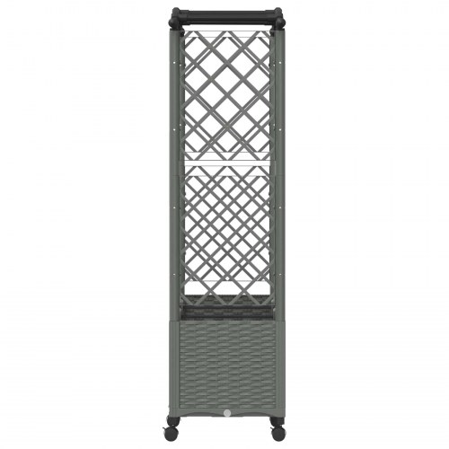 Hævet bed med trellis og tag - lysegrå 164 × 40 × 144 cm (PP)