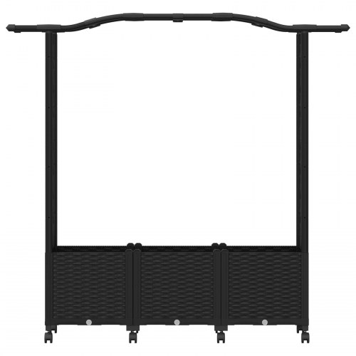 Hævet bed med trellis og tag - sort PP, 164 × 40 × 144 cm