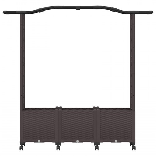 Hævet bed med trellis og tag - brun PP 164 × 40 × 144 cm på hjul