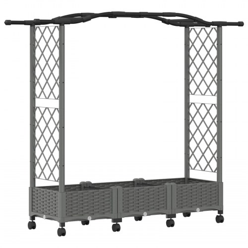 Hævet bed med trellis og tag - lysegrå 169 × 40 × 129 cm PP