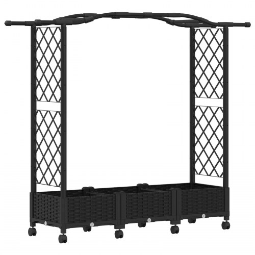 Hævet bed med trellis og tag - sort 169 × 40 × 129 cm PP